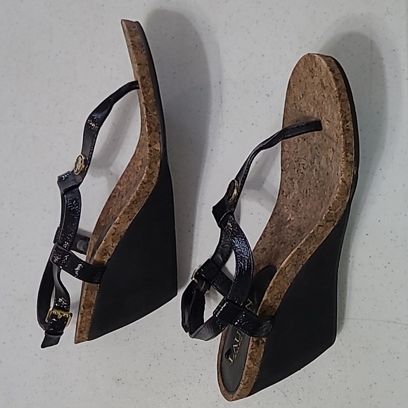 Lauren Ralph Lauren women's "Reeta" black thong wedge sandals size 8 - Picture 5 of 13